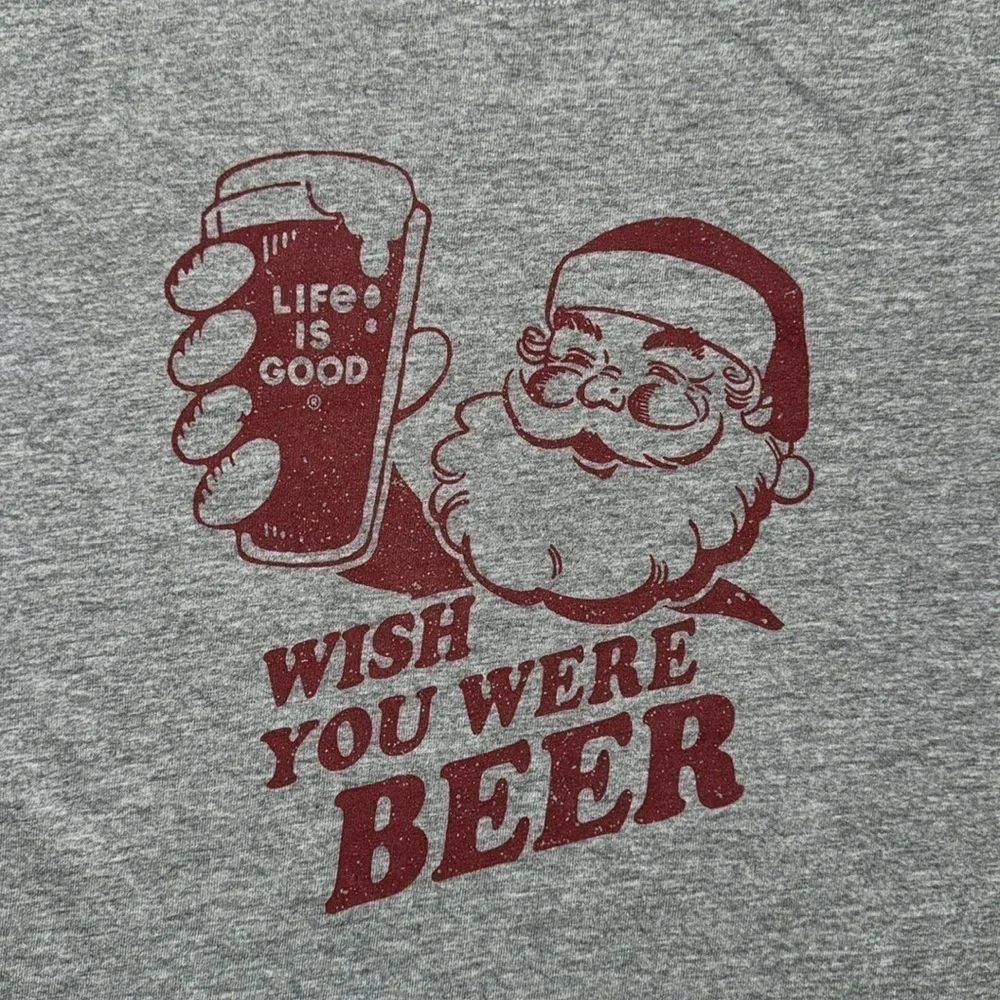 Life is Good Santa Wish You Were Beer Crusher Long Sleeve Tee